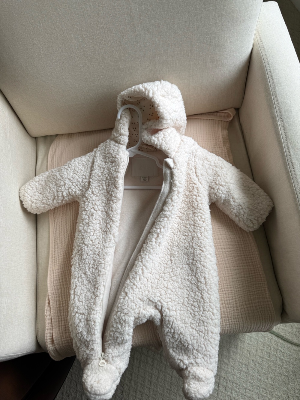 Zara Cream Sherpa Hooded Teddy Jacket